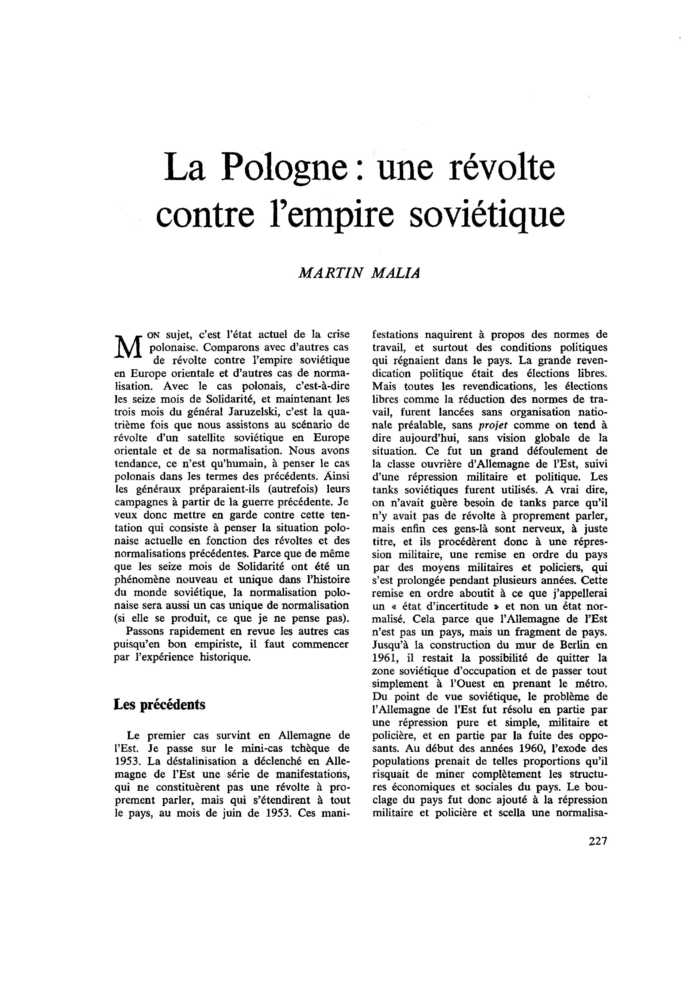 La Pologne : une révolte contre l’empire soviétique
 – page 1