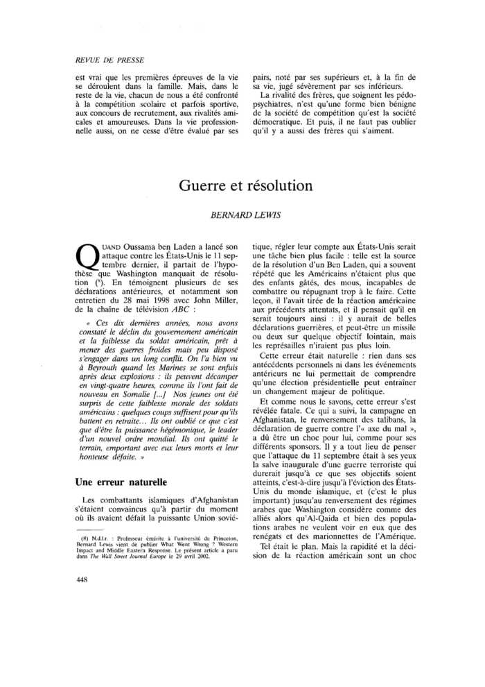 Guerre et résolution
 – page 1