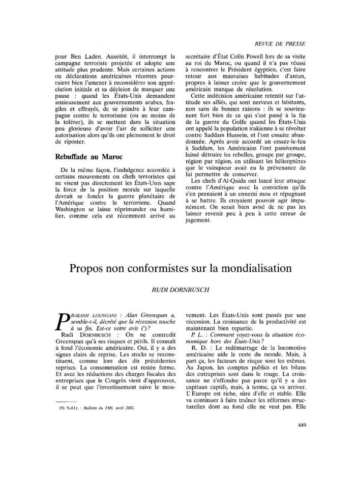 Propos non conformistes sur la mondialisation
 – page 1