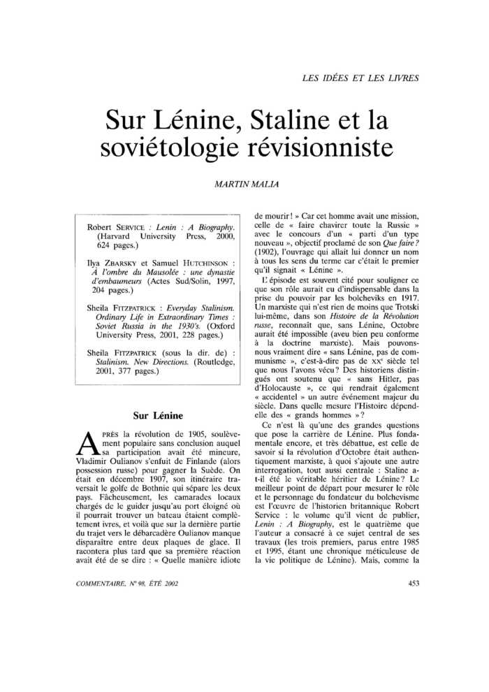Sur Lénine, Staline et la soviétologie révisionniste
 – page 1