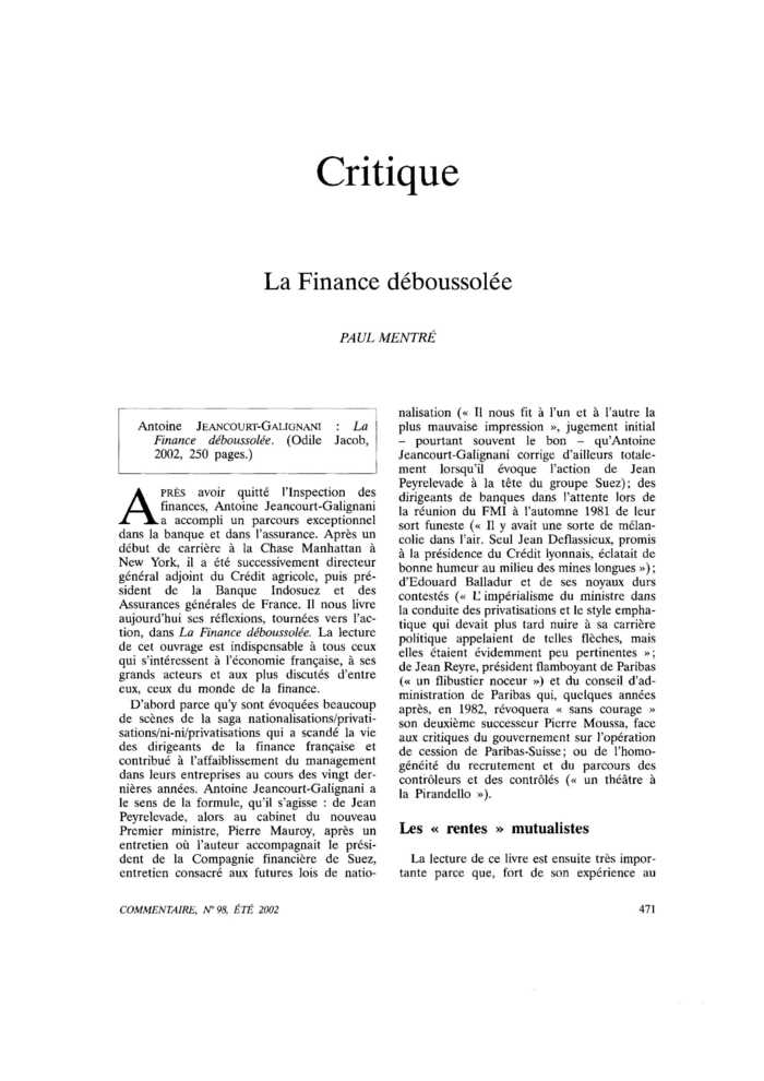 La Finance déboussolée
 – page 1