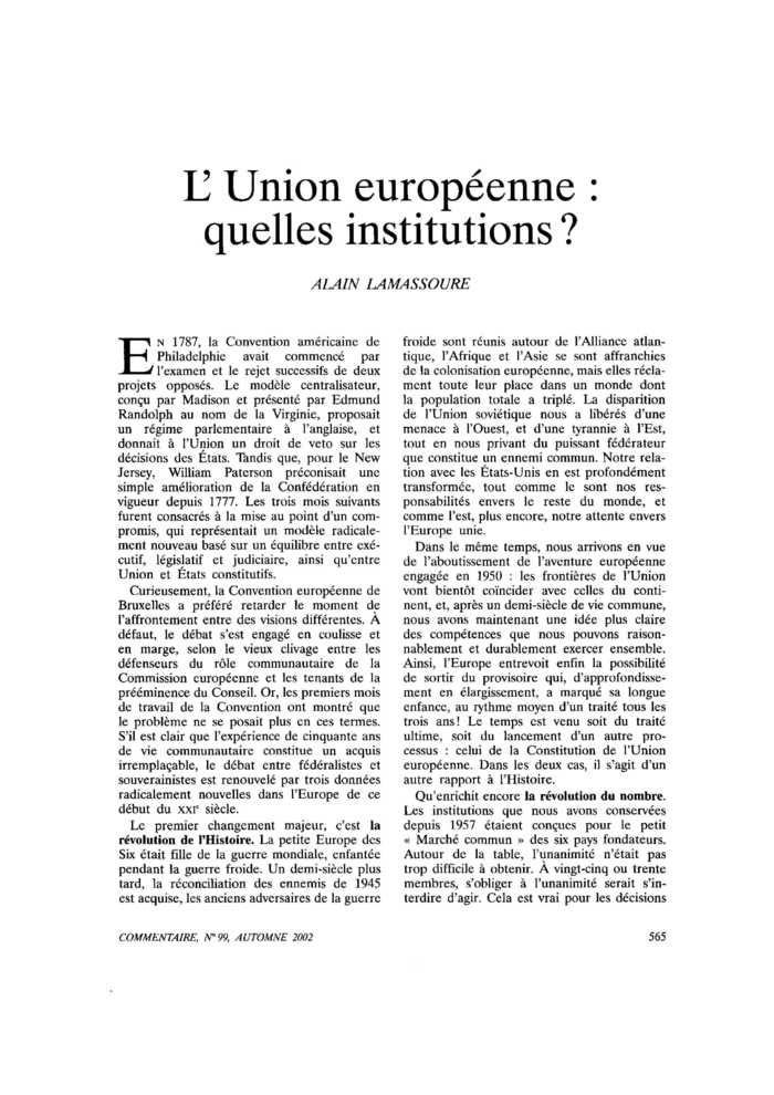 L’Union européenne : quelles institutions ?
 – page 1