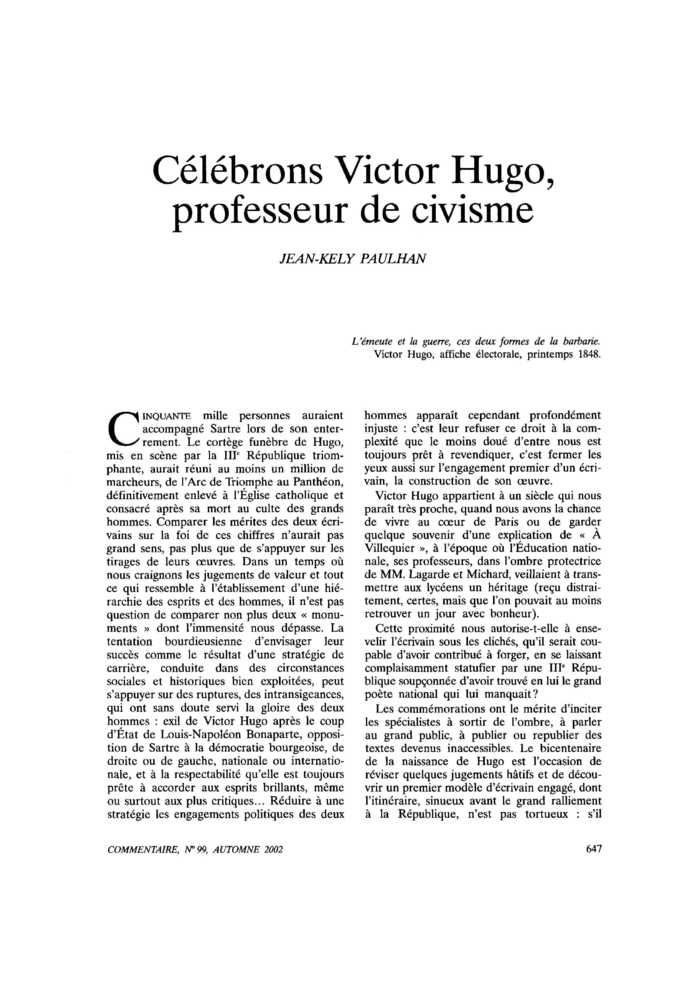 Célébrons Victor Hugo, professeur de civisme
 – page 1