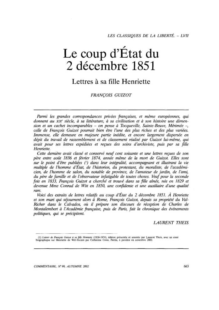 Le coup d’État du 2 décembre 1851. Lettres à sa fille Henriette
 – page 1