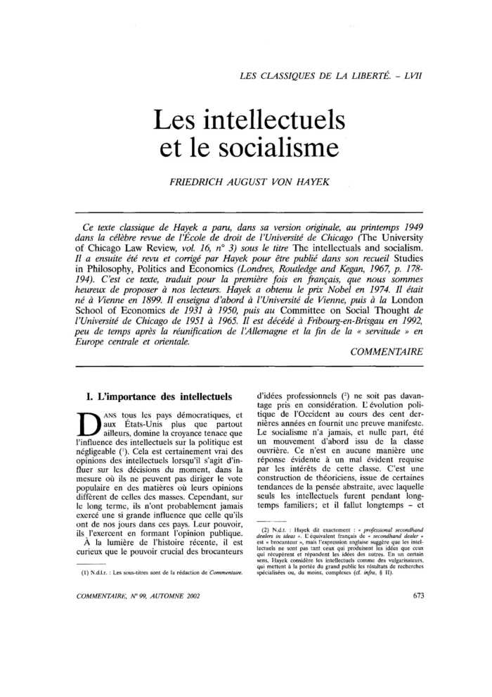 Les intellectuels et le socialisme
 – page 1