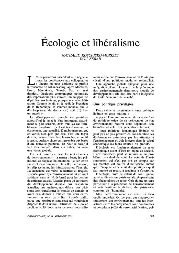 Écologie et libéralisme
 – page 1