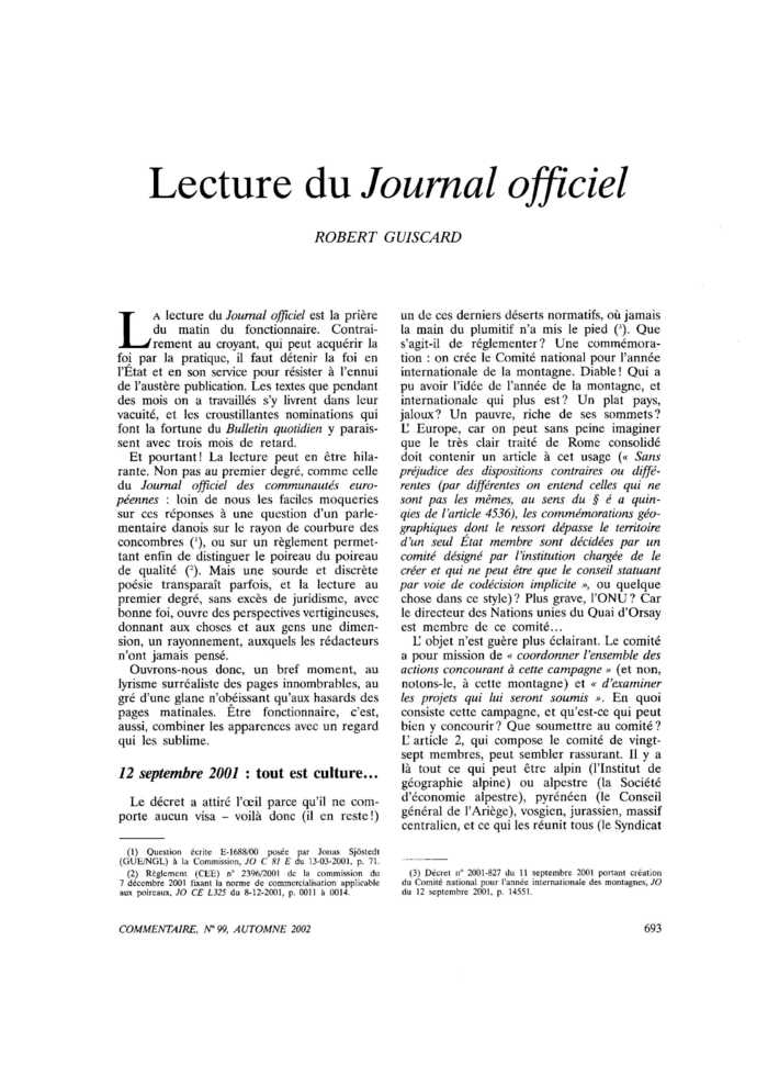 Lecture du Journal officiel
 – page 1