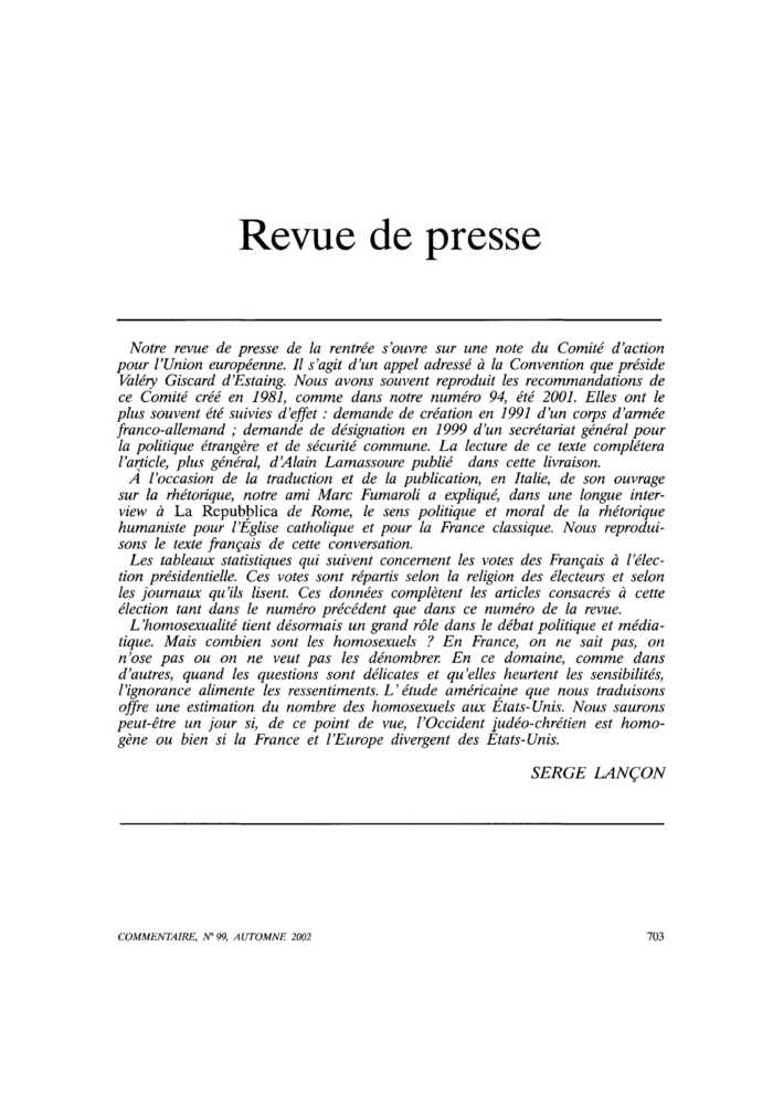 Revue de presse
 – page 1
