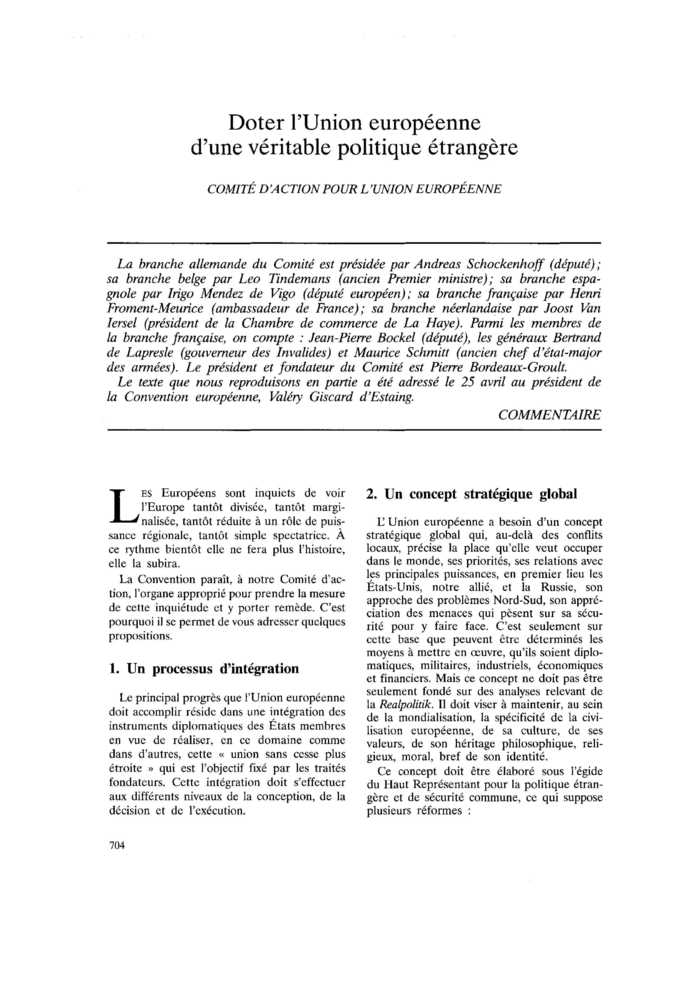 Doter l’Union européenne d’une véritable politique étrangère
 – page 1