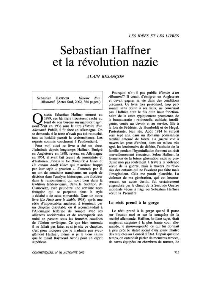 Sébastian Haffner et la révolution nazie
 – page 1