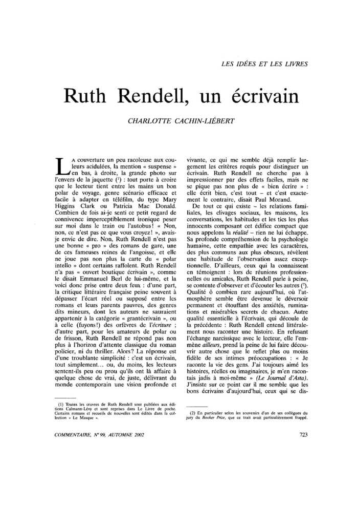 Ruth Rendell, un écrivain
 – page 1