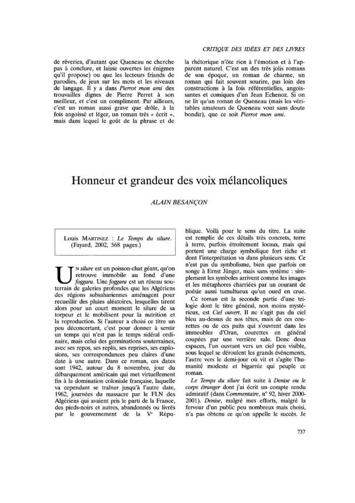 Honneur et grandeur des voix mélancoliques
 – page 1