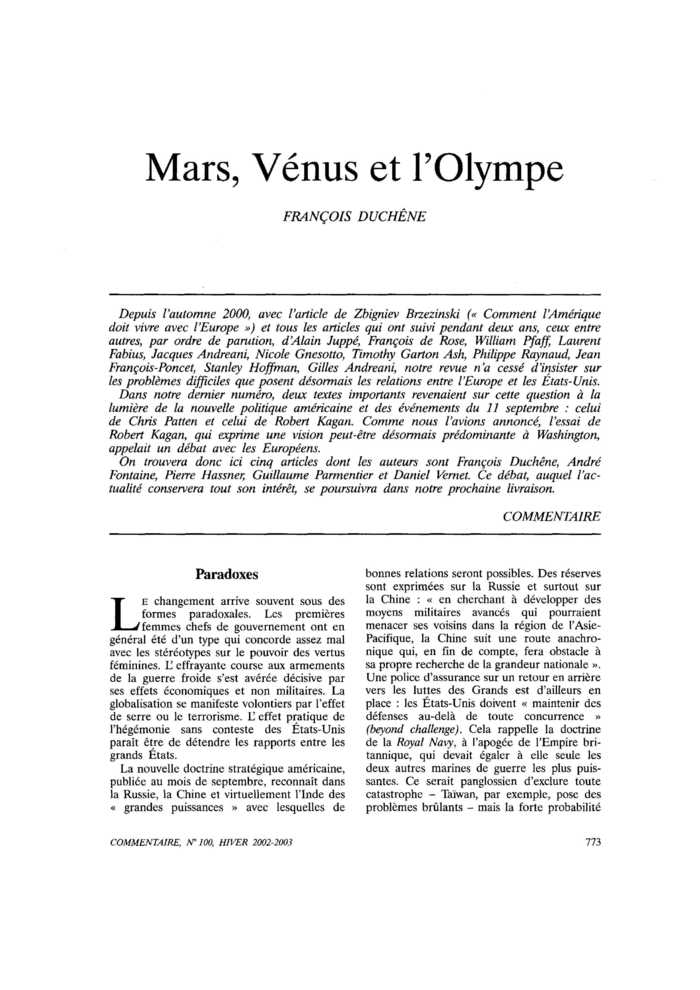 Mars, Vénus et l’Olympe
 – page 1