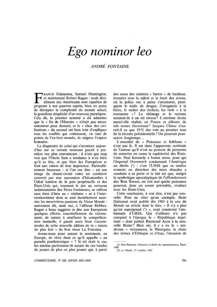 Ego nominor leo
 – page 1