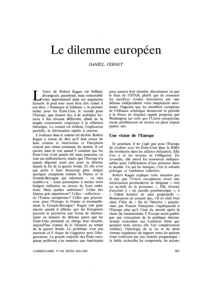 Le dilemme européen
 – page 1