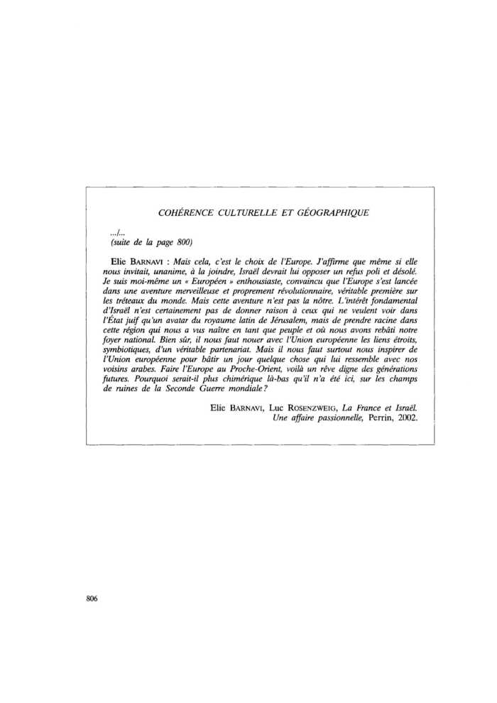COHÉRENCE CULTURELLE ET GÉOGRAPHIQUE (suite)
 – page 1