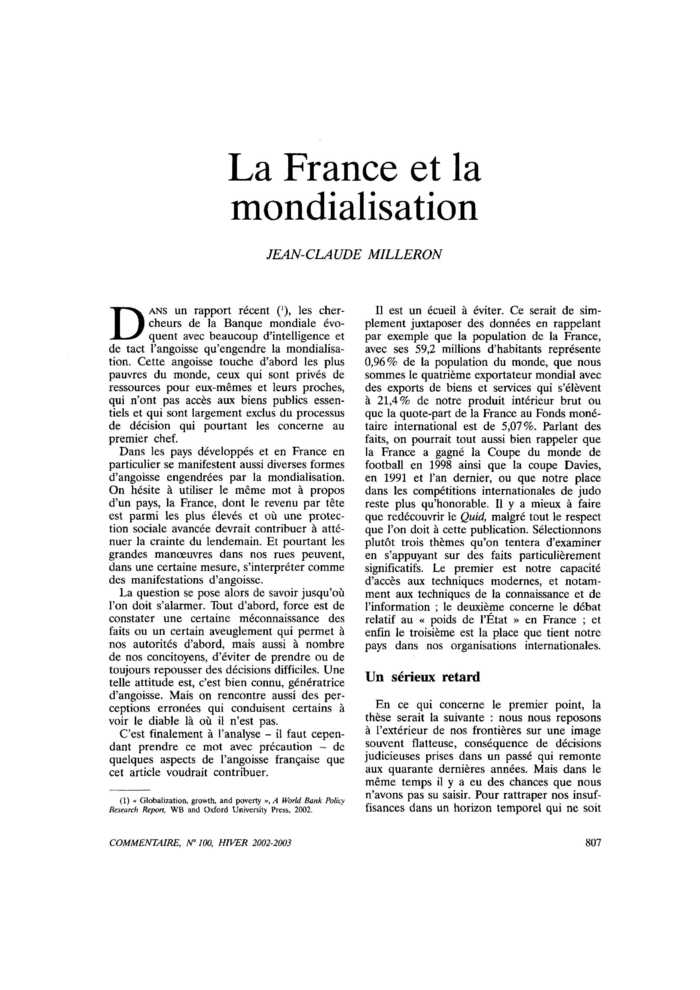 La France et la mondialisation
 – page 1