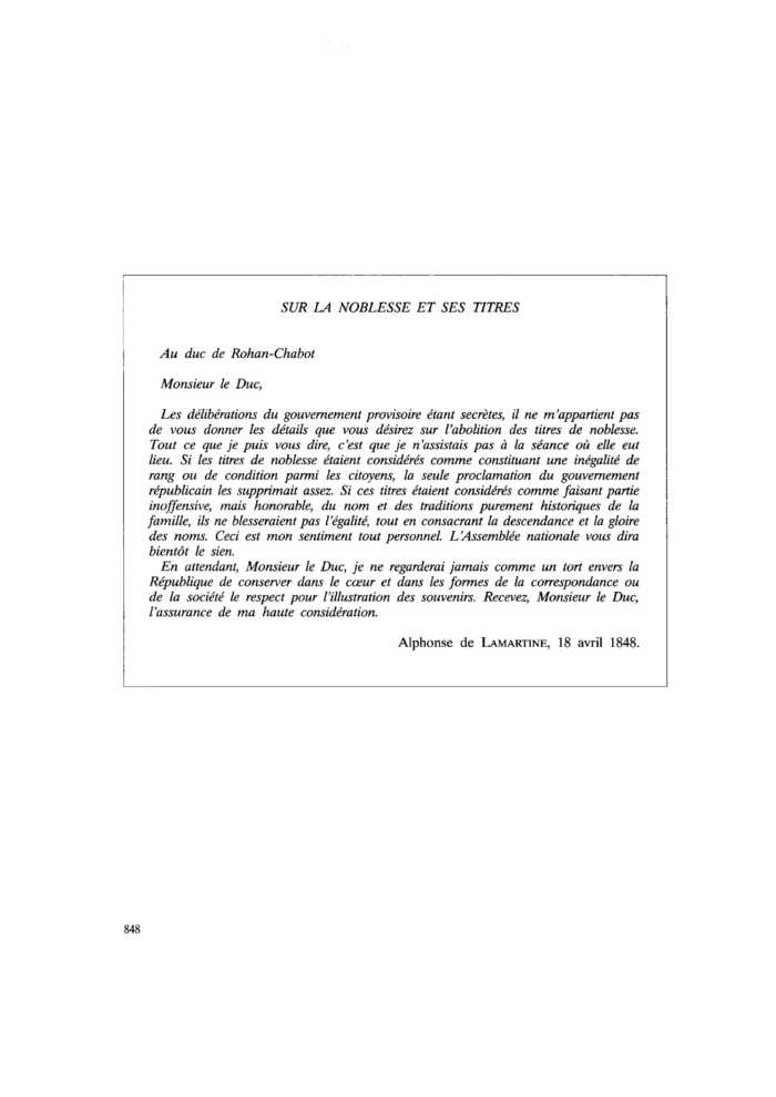 SUR LA NOBLESSE ET SES TITRES
 – page 1