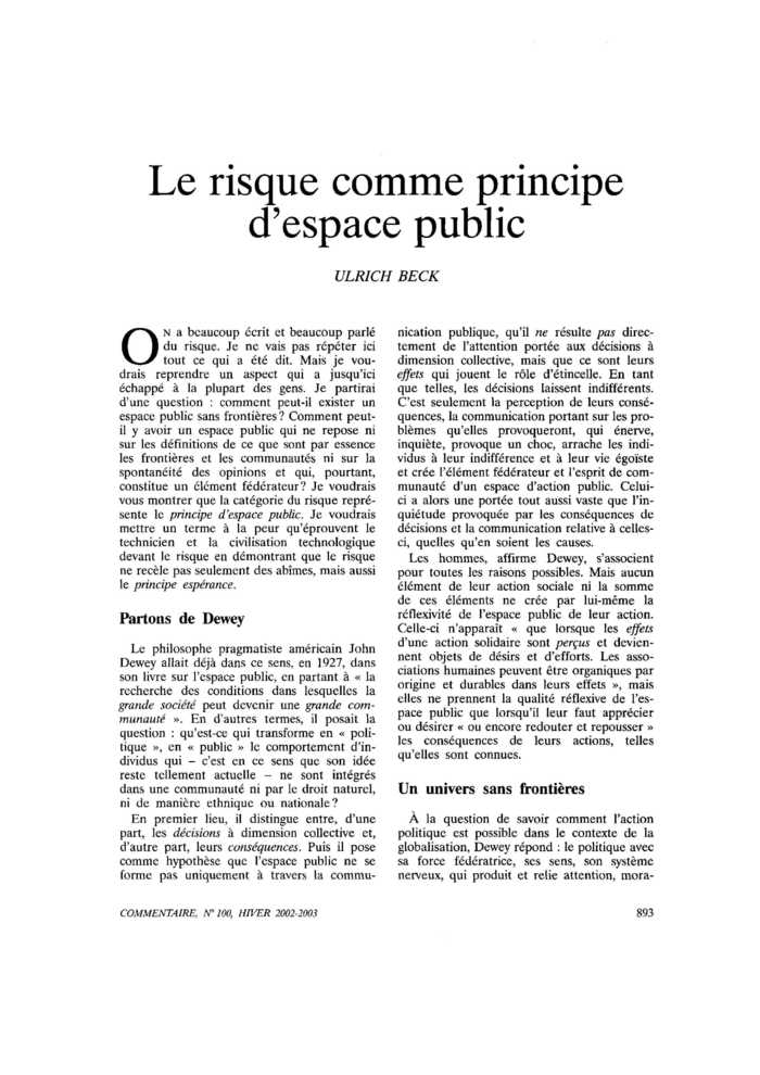 Le risque comme principe d’espace public
 – page 1