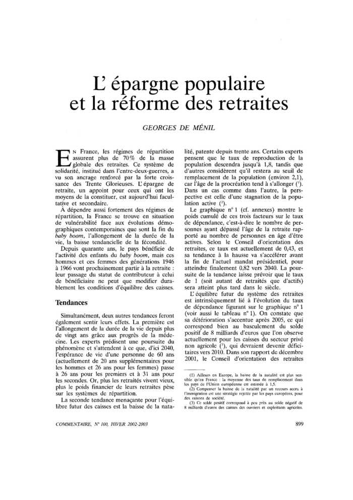 L’épargne populaire et la réforme des retraites
 – page 1