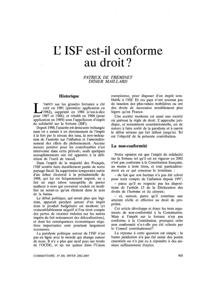 L’ISF est-il conforme au droit ?
 – page 1