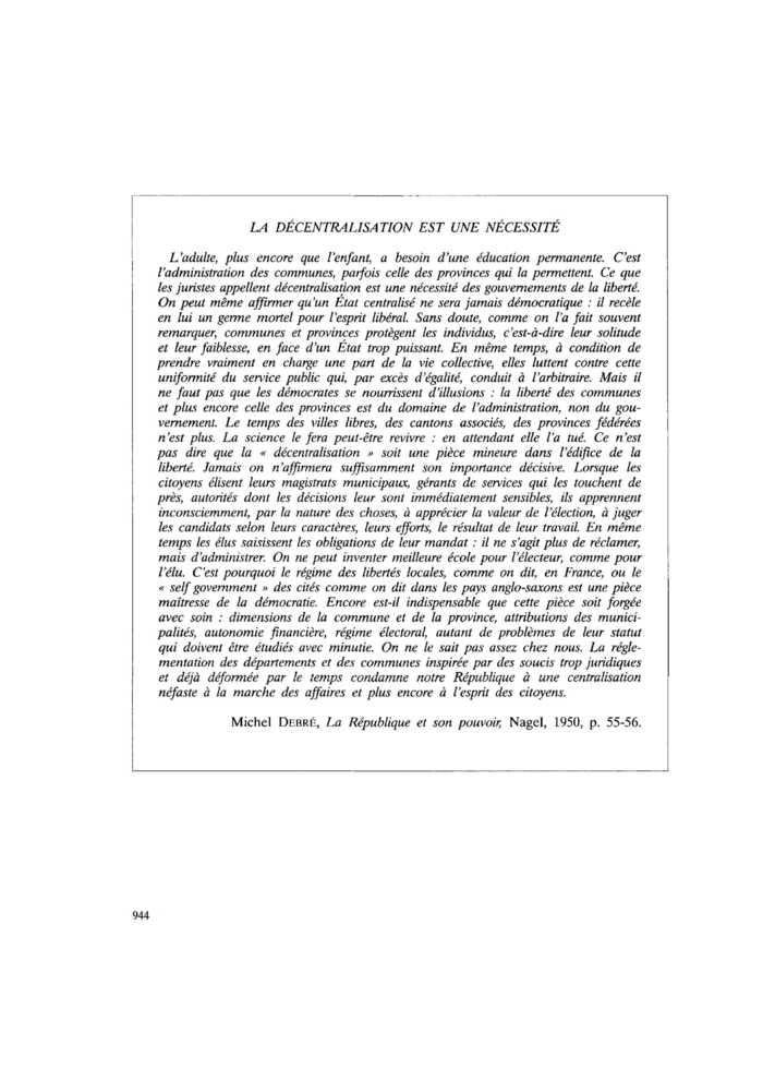LA DÉCENTRALISATION EST UNE NÉCESSITÉ
 – page 1