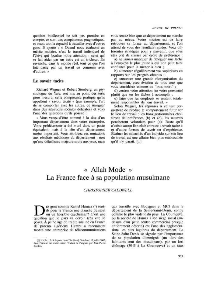 « Allah Mode ». La France face à sa population musulmane
 – page 1