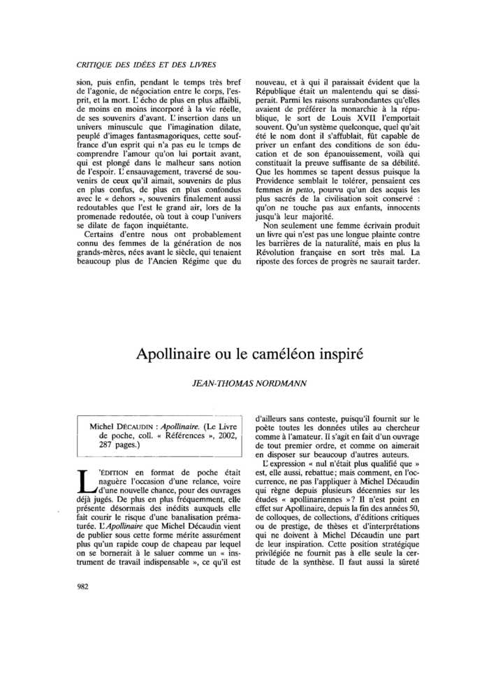 Apollinaire ou le caméléon inspiré
 – page 1