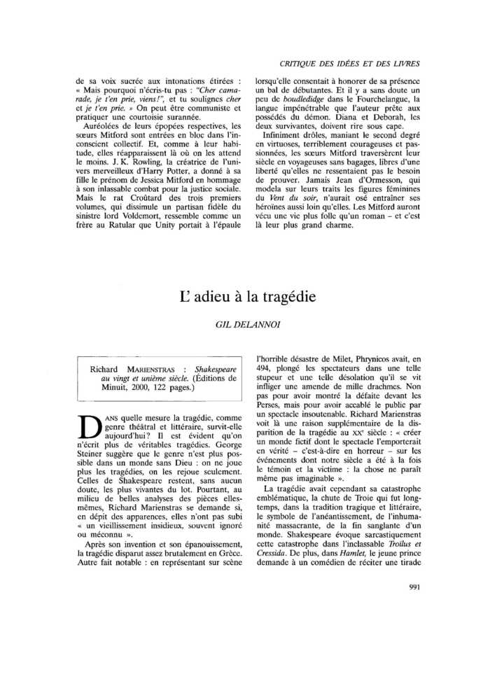 L’adieu à la tragédie
 – page 1