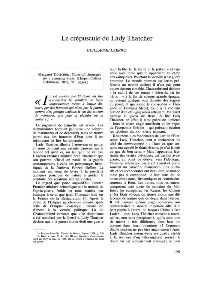 Le crépuscule de Lady Thatcher
 – page 1