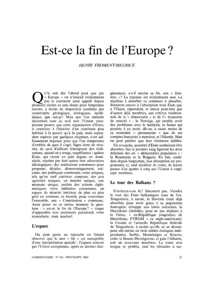 Est-ce la fin de l’Europe ?
 – page 1