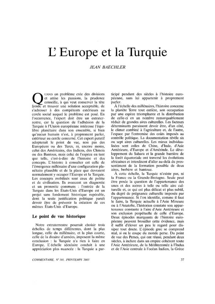 L’Europe et la Turquie
 – page 1