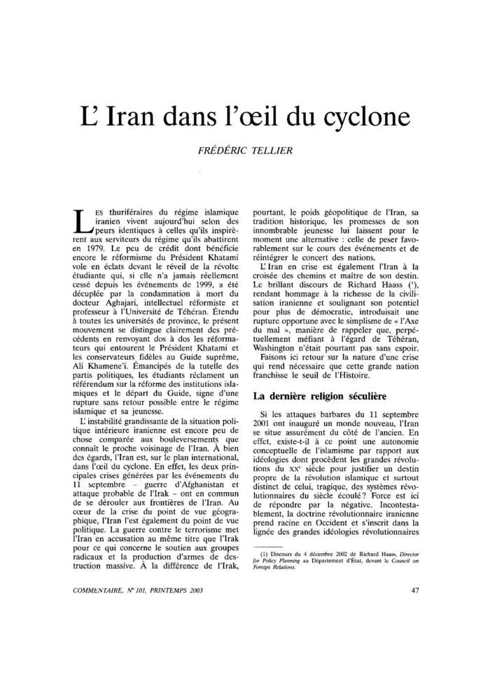L’Iran dans l’œil du cyclone
 – page 1