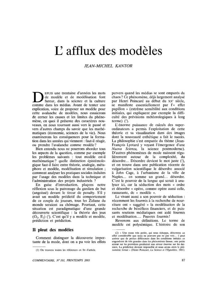 L’afflux des modèles
 – page 1