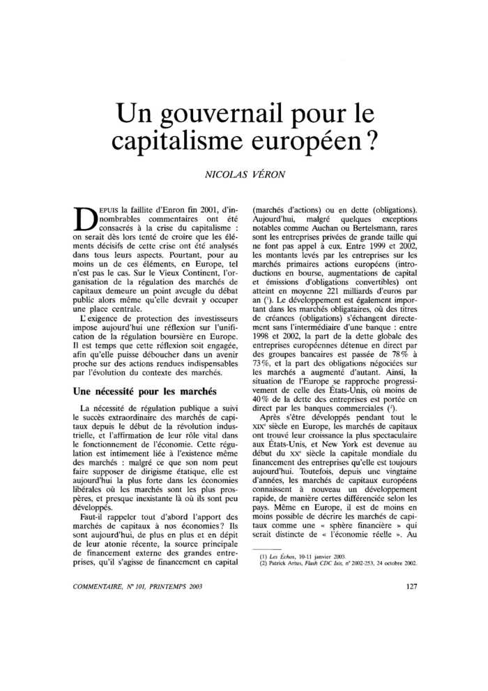 Un gouvernail pour le capitalisme européen ?
 – page 1