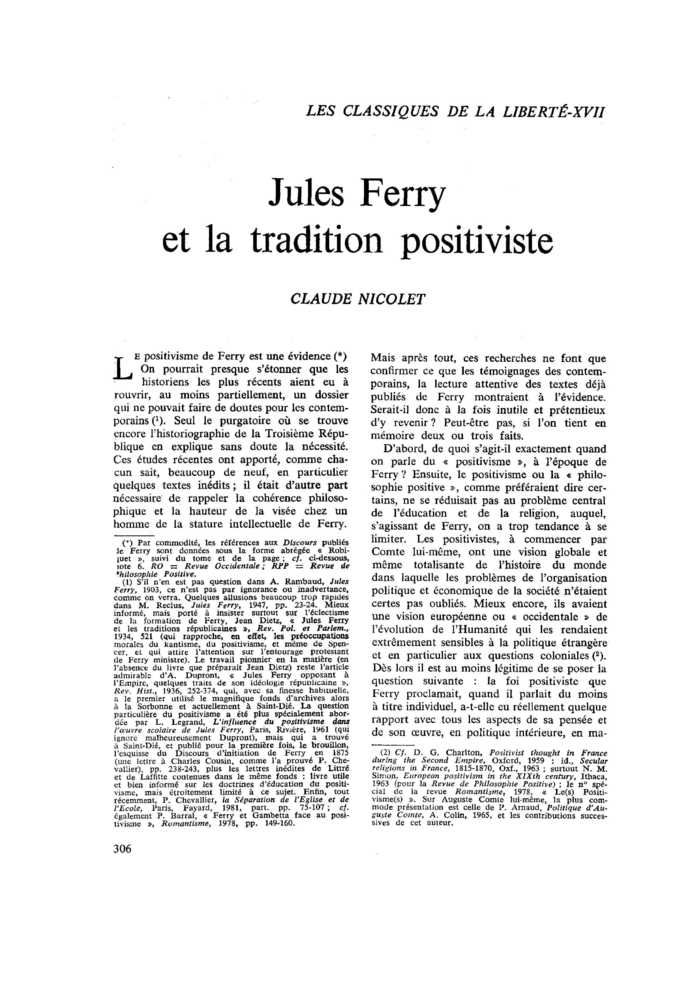 Jules Ferry et la tradition positiviste
 – page 1