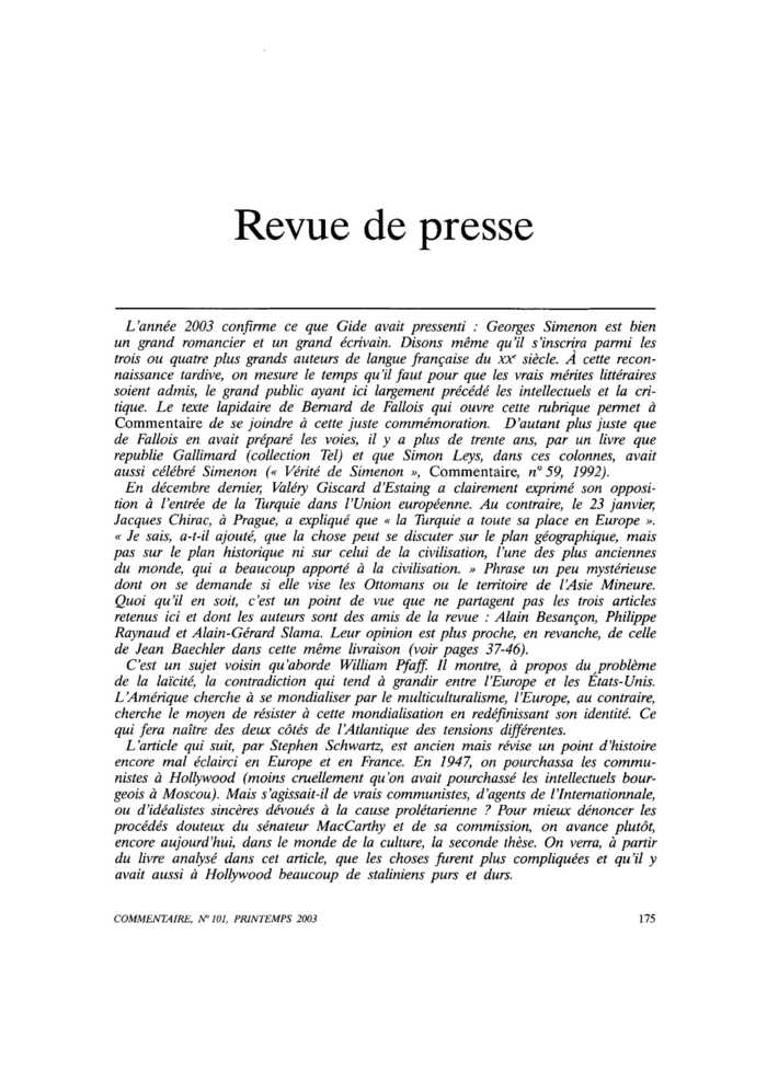 Revue de presse
 – page 1