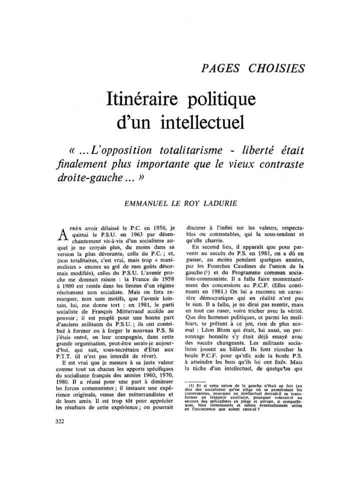 Itinéraire politique d’un intellectuel
 – page 1