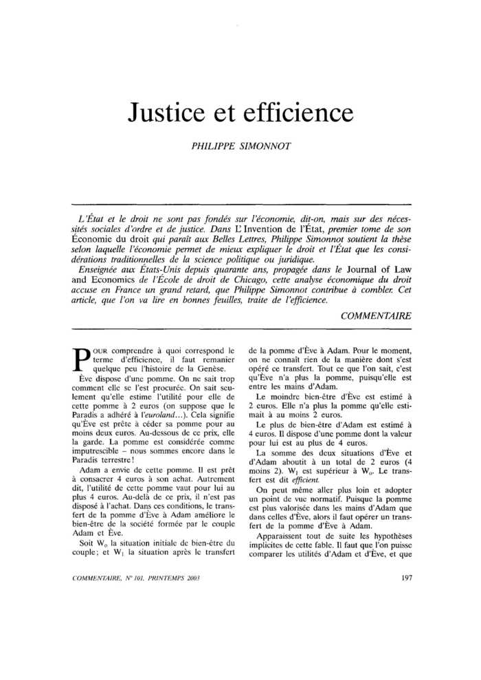 Justice et efficience
 – page 1
