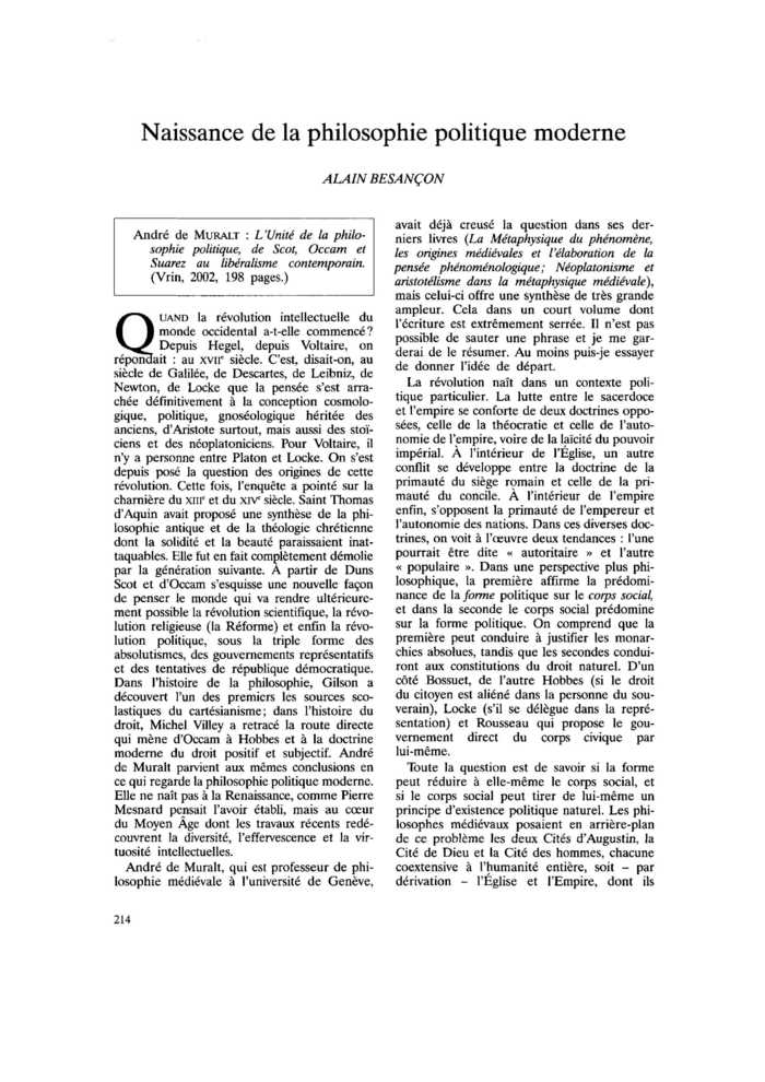 Naissance de la philosophie politique moderne
 – page 1