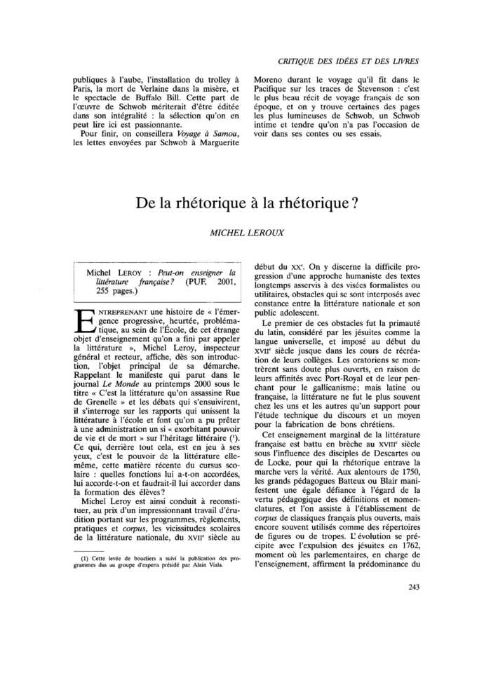 De la rhétorique à la rhétorique ?
 – page 1