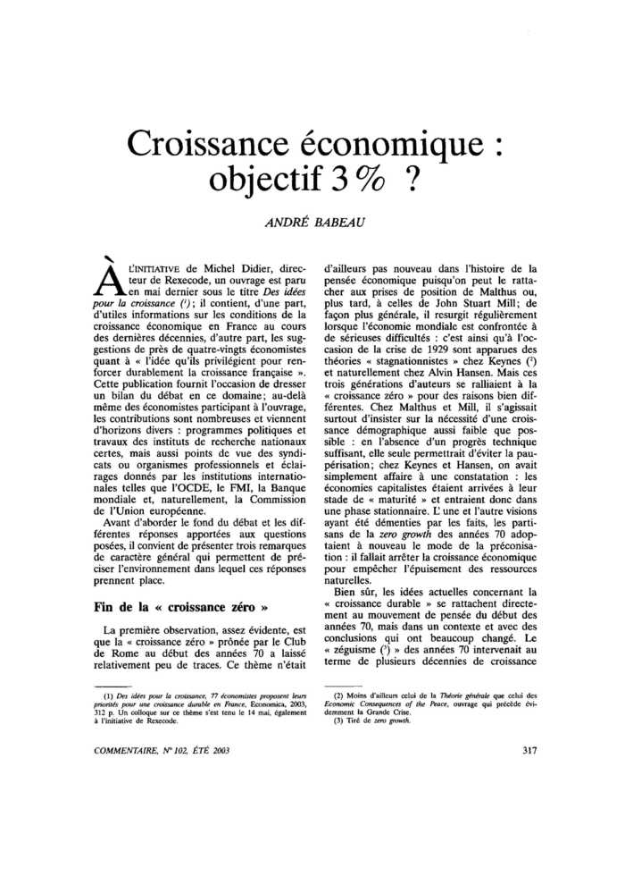 Croissance économique objectif 3 % ?
 – page 1