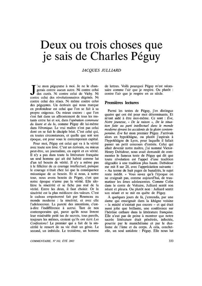 Deux ou trois choses que je sais de Charles Péguy
 – page 1