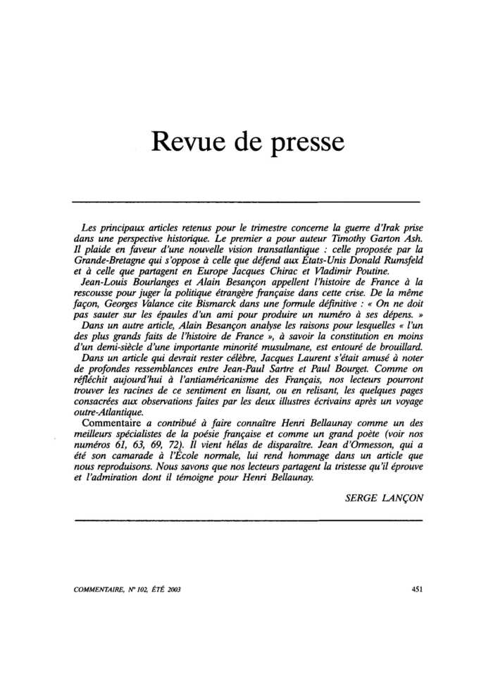 Revue de presse
 – page 1