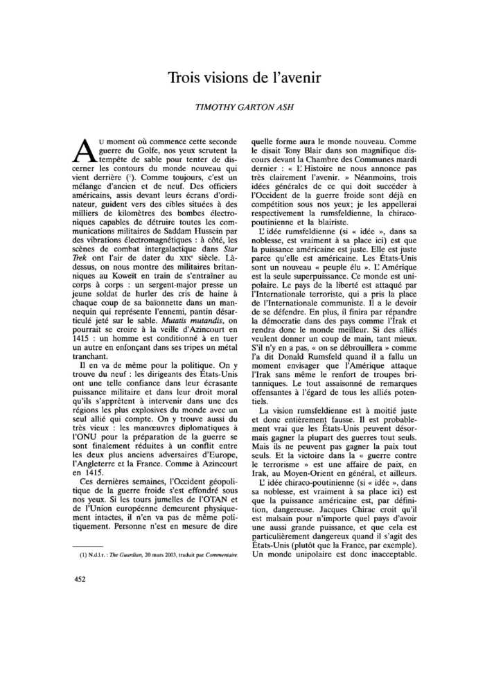Trois visions de l’avenir
 – page 1