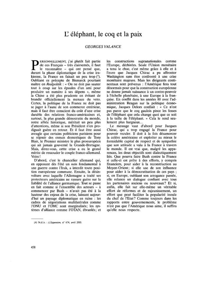 L’éléphant, le coq et la paix
 – page 1