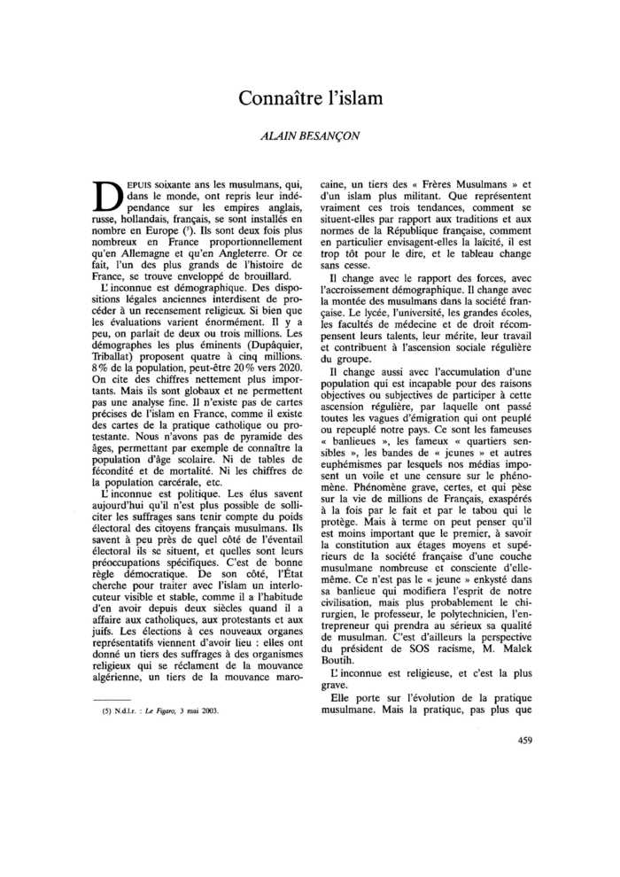 Connaître l’islam
 – page 1