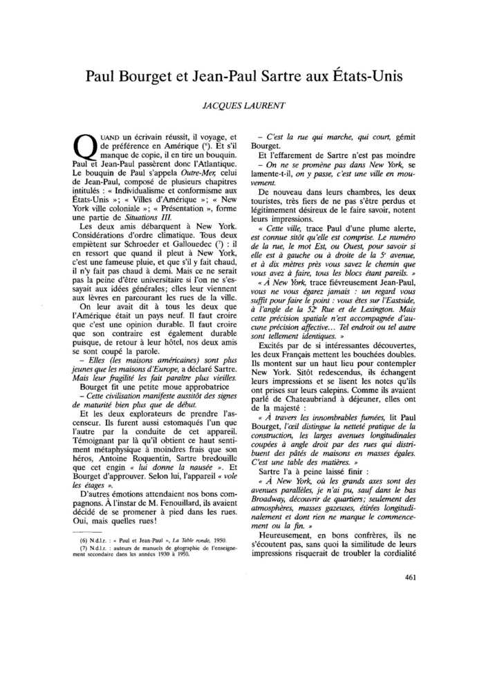 Paul Bourget et Jean-Paul Sartre aux États-Unis
 – page 1