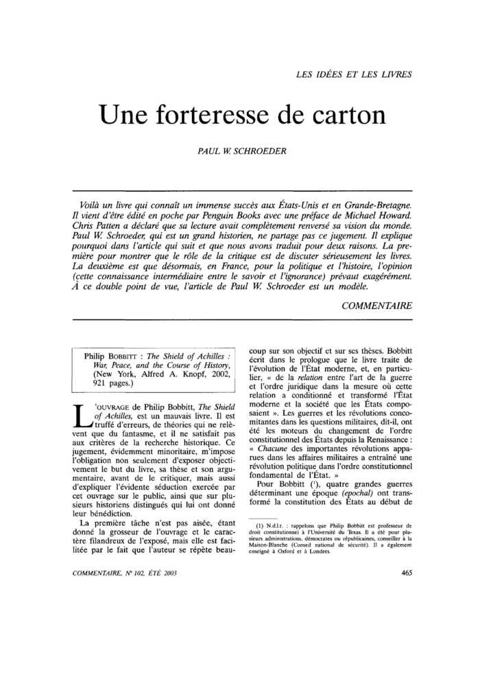 Une forteresse de carton
 – page 1