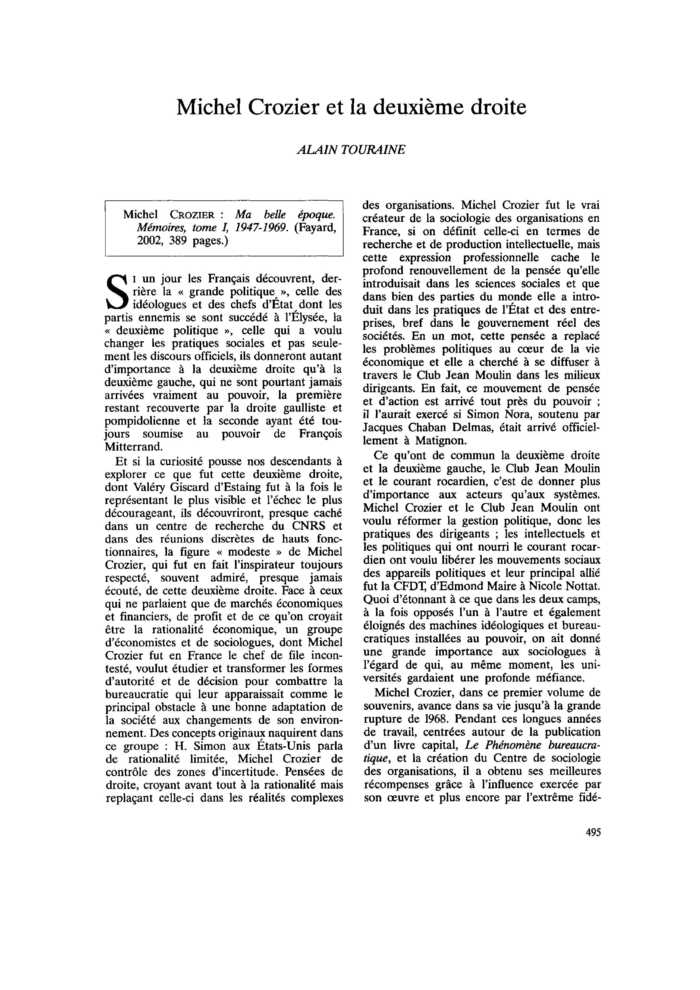 Michel Crozier et la deuxième droite
 – page 1